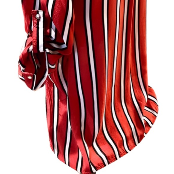 Turkish designed Grandi Red and white striped element blouse, size M - Picture 8 of 16